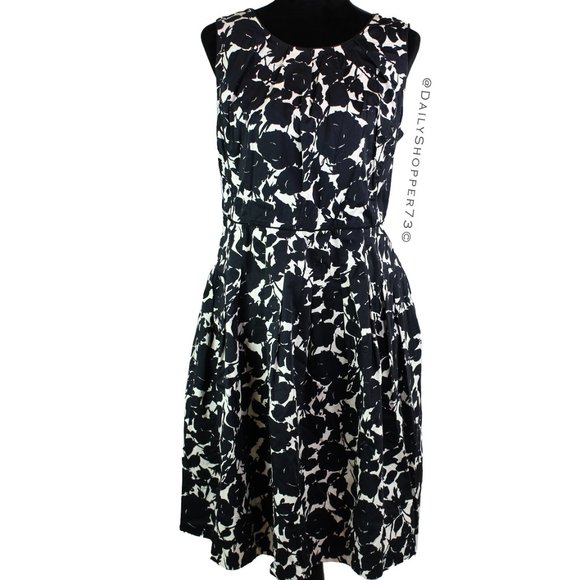 Talbots Dresses & Skirts - Talbots Black & White Floral Fit & Flare Tea Dress